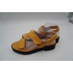 RON WHITE CATEY ANKLE STRAP RUGGED SOLE MUSTARD/YELLOW SUEDE SANDALS SIZE 9.5/40